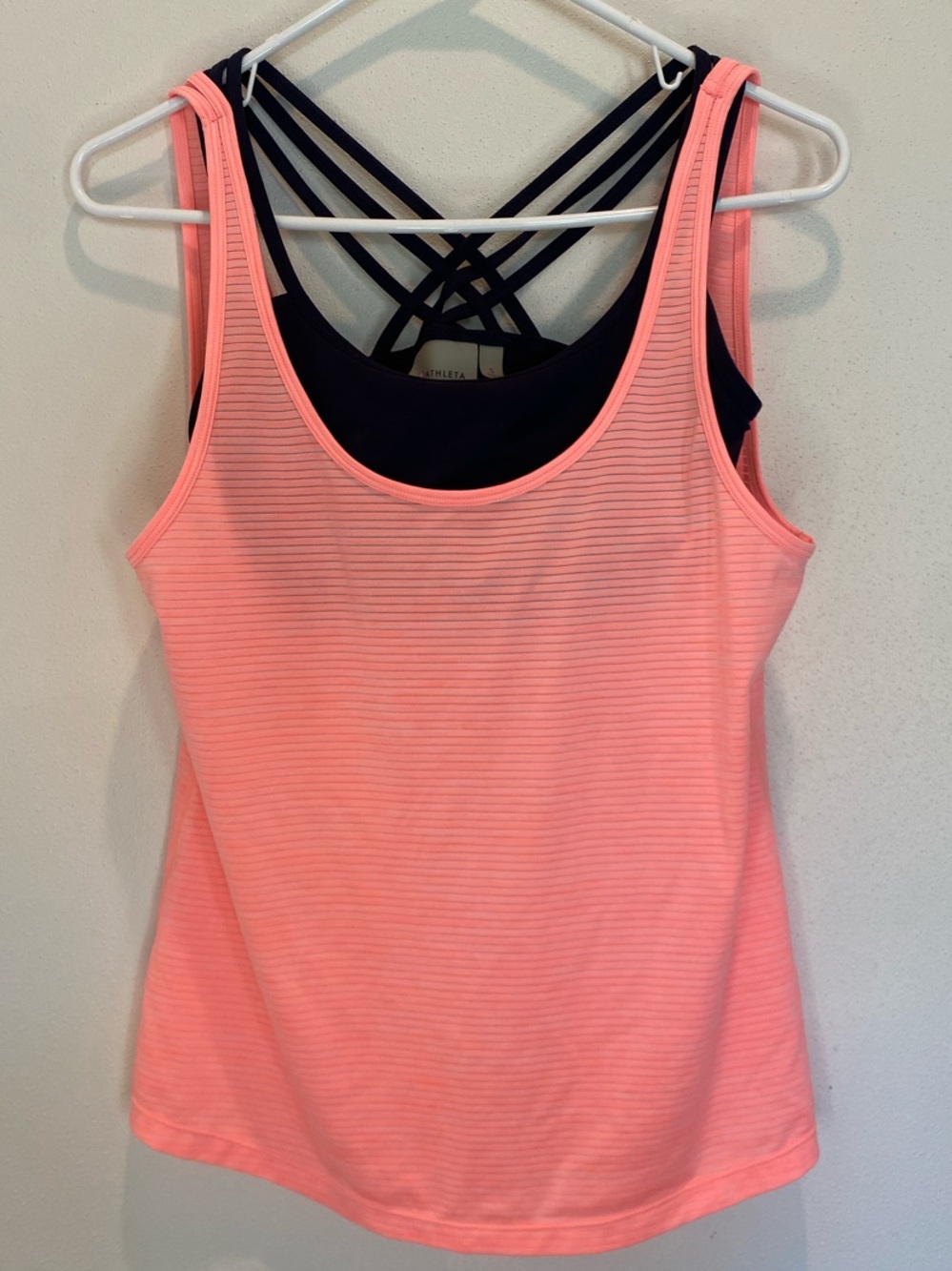 Athleta Women's Coral Tank Top w/ Built-In Navy Strappy Shelf Bra Women’s Small